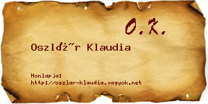 Oszlár Klaudia névjegykártya